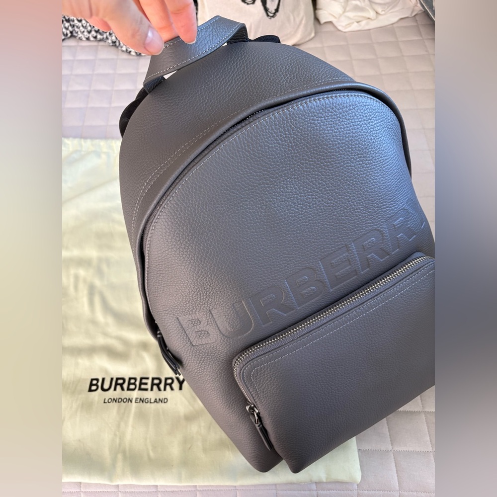 Burberry Charcoal Gray Minimalist Backpack with Embossed Branding - Abbeydale - Picture 3 of 11